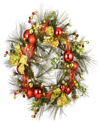 National Tree Company 30" Ornament Wreath with Battery Operated Led Lights