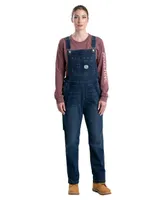 Berne Women's Long Vintage Washed Flex Denim Bib Overall