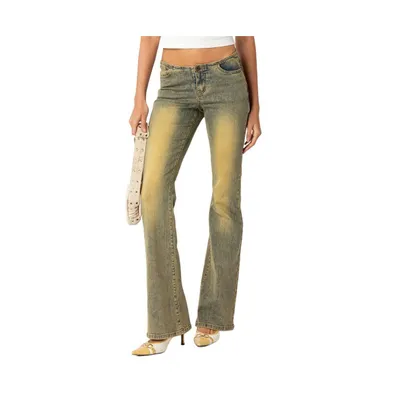 Women's Maris Low Rise Washed Flared Jeans