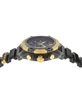 Versace Men's Icon Active Swiss Chronograph Diamond (0.80 ct. t.w.) Black Silicone Strap Watch 44mm