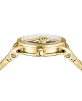 Versace Men's V-Code Swiss Ion-Plated Gold-Tone Stainless Steel Bracelet Watch 43mm