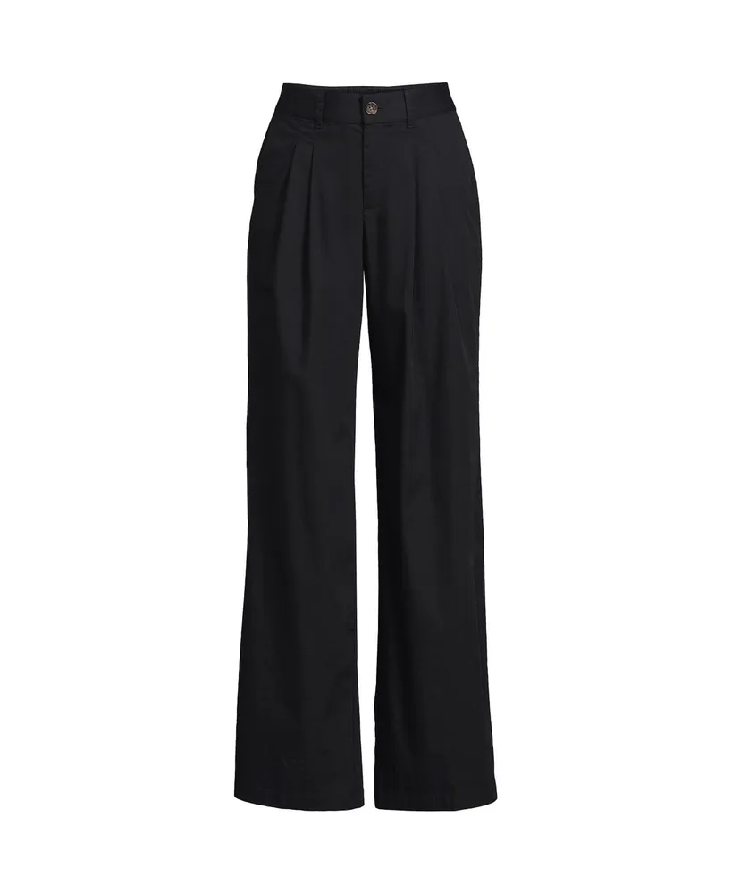 Lands' End Petite High Rise Crisp Poplin Chino Wide Leg Pants