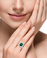 Effy Lab Grown Emerald (3-1/4 ct. t.w.) & Lab Grown Diamond (1-3/8 ct. t.w.) Halo Ring in 14k White Gold