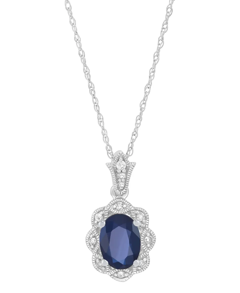 Oval Sapphire Solitaire Pendant Necklace 14K White Gold 2.11 Carat Handmade