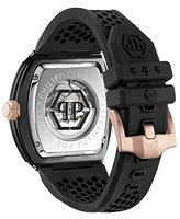 Philipp Plein Men's Automatic The Keleton Black Silicone Strap Watch 44mm