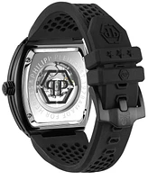 Philipp Plein Men's Automatic The Keleton Black Silicone Strap Watch 44mm
