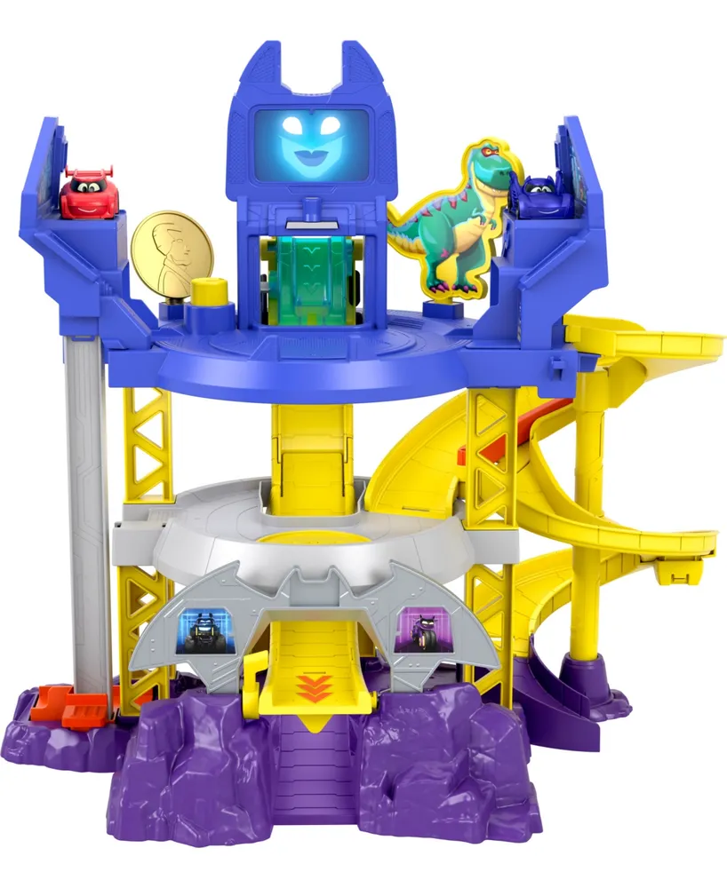Fisher-Price Dc BatWheels Race Track Playset, Launch and Race Batcave with Lights Sounds and 2 Toy Cars - Multi