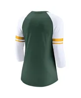 Women's Nike Green Bay Packers Fashion 3/4-Sleeve Raglan T-shirt