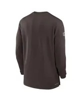 Men's Nike Brown Cleveland Browns 2023 Sideline Performance Long Sleeve Quarter-Zip Top