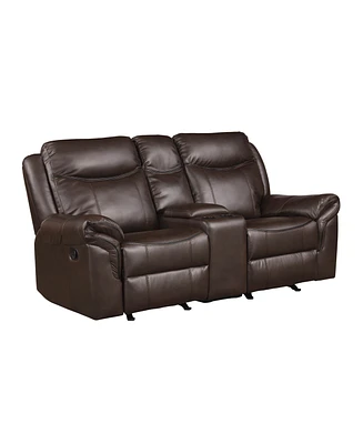 White Label Calico 80" Double Glider Reclining Love Seat with Center Console, Power Outlets