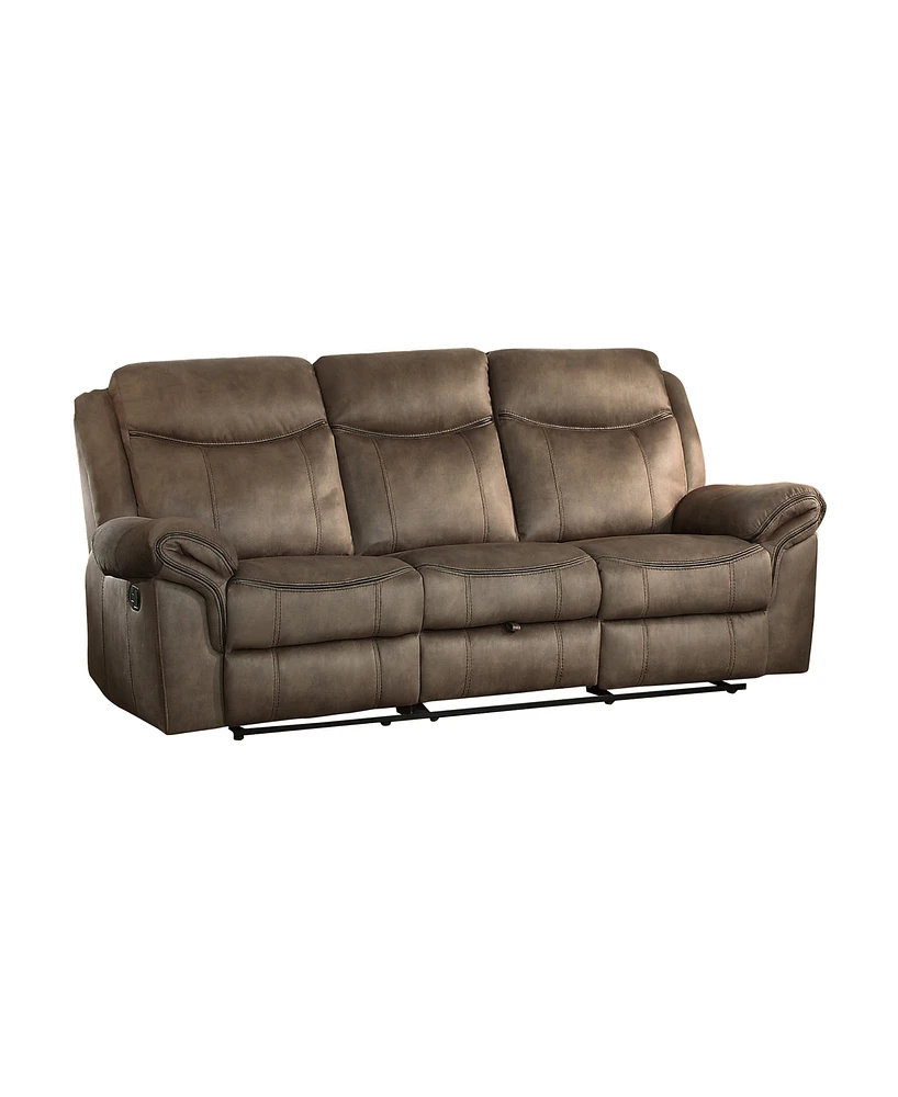 White Label Calico 89" Double Reclining Sofa with Center Drop-Down Cup Holders, Power Outlets