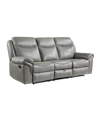 White Label Calico 89" Double Reclining Sofa with Center Drop-Down Cup Holders, Power Outlets