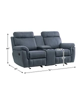 White Label Nadia 76" Double Glider Reclining Loveseat with Center Console