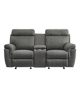 White Label Nadia 76" Double Glider Reclining Loveseat with Center Console