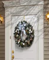 National Tree Company 32" Decorative Collection Ornament Wreath with Clear Lights