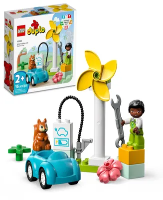 Lego Duplo Town 10985 Wind Turbine and Electric Car Toy Stem Building Set