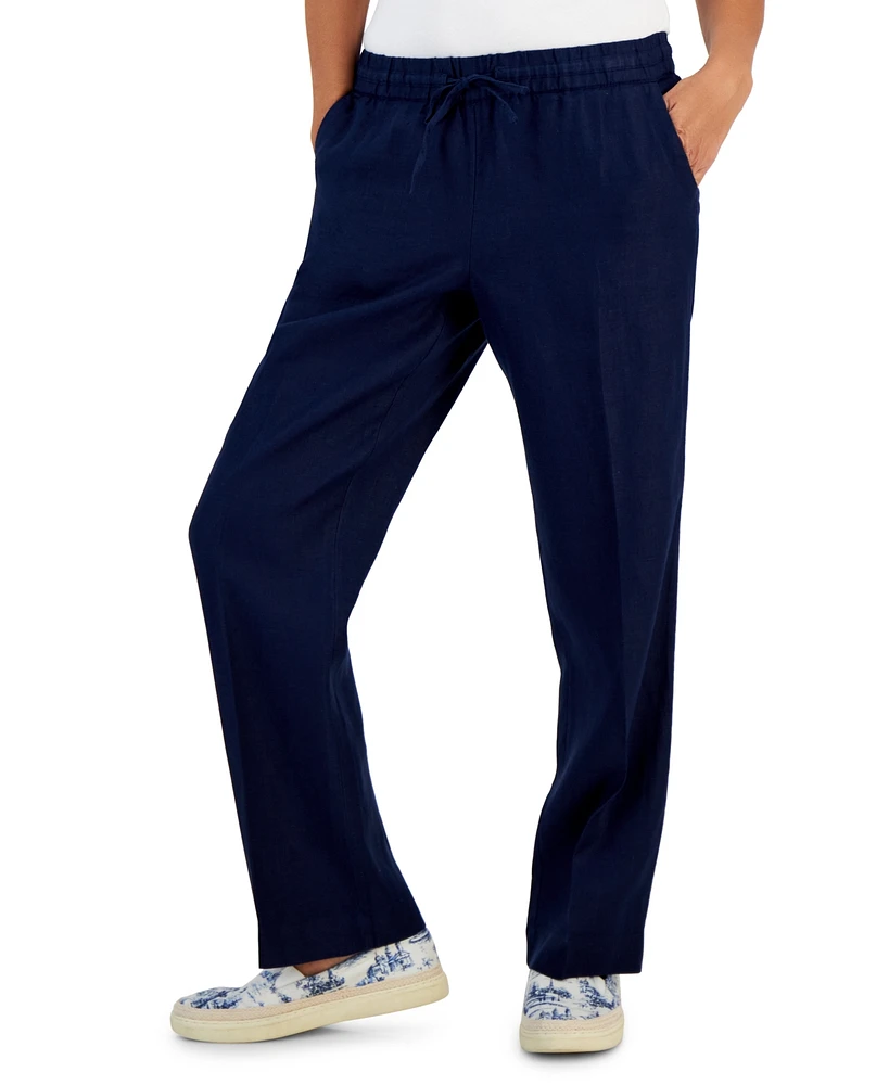 Charter Club Petite 100% Linen Drawstring Pants, Created for Macy's