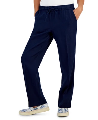 Charter Club Petite 100% Linen Drawstring Pants, Created for Macy's