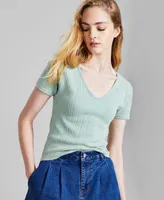 And Now This Women's Ribbed Seamless T-Shirt, Created for Macy's