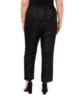 Msk Plus Sequined Mesh Pull-On Palazzo Pants