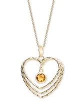 Citrine Triple Heart Orbital Pendant Necklace (3/4 ct. t.w.) in 14k Gold-Plated Sterling Silver, 18" + 2" extender