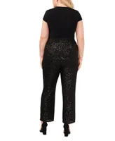 Msk Plus Sequined Mesh Pull-On Palazzo Pants