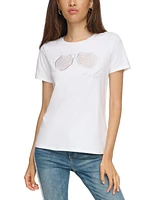 Karl Lagerfeld Paris Women's Embellished Sunglasses T-Shirt, Regular & Petites