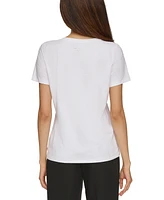 Karl Lagerfeld Paris Women's Metallic Logo Print T-Shirt, Regular & Petite