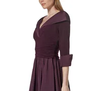 Jessica Howard Petite 3/4-Sleeve Portrait-Collar Fit & Flare Dress