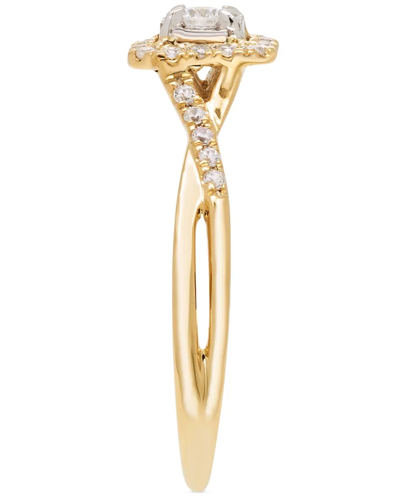 Diamond Halo Twist Engagement Ring (1/4 ct. t.w.) in 14k Gold