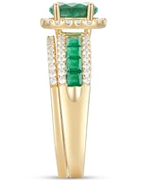 Emerald (3/4 ct. t.w.) & Diamond (3/8 ct. t.w.) Bridal Set in 14k Gold