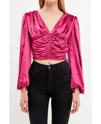 endless rose Women's Satin Ruched Top