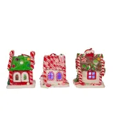 Kurt Adler 3.5" Battery-Operated Gingerbread Led Candy House, 3 Piece Set