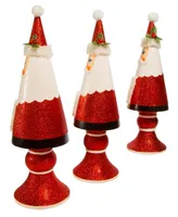 Kurt Adler 10-14" Wooden Santa Tree Table Pieces, 3 Piece Set