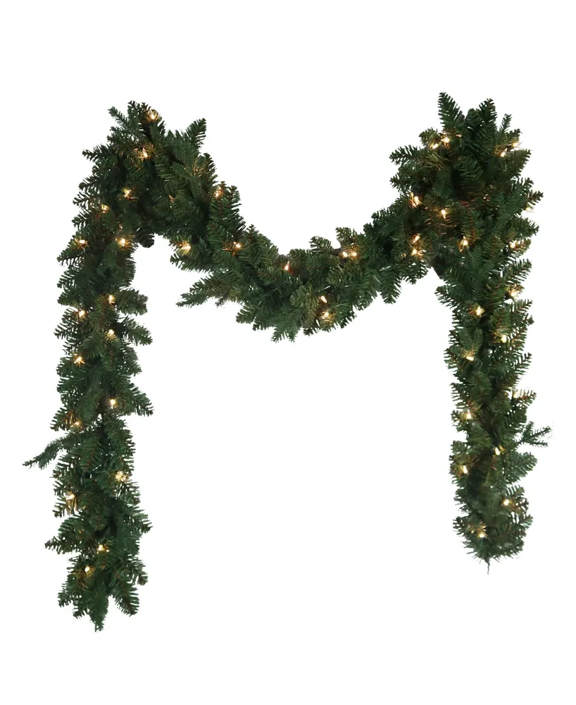 Kurt Adler 9' Pre-Lit Clear Incandescent Jackson Pine Garland