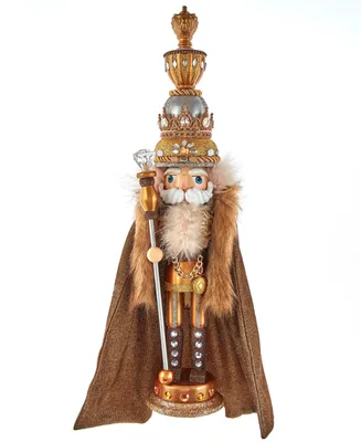 Kurt Adler 17.5" Hollywood Gold-Tone with Fuzzy Cape King Nutcracker