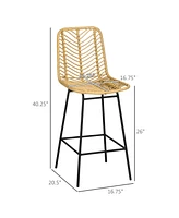 Homcom Modern Rat Bar Stools Set of 2 for Kitchen Seating