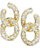 Swarovski Gold-Tone Crystal Bezel Interlocking Hoop Drop Earrings