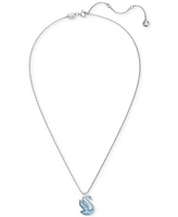 Swarovski Silver-Tone Blue Crystal Iconic Swan Pendant Necklace, 15-1/2 + 2" extender