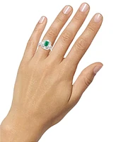 Emerald (1 ct. t.w.) & Diamond (1/2 ct. t.w.) Statement Ring in 14k White Gold