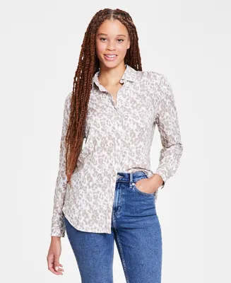 Calvin Klein Jeans Women's Covert Long-Sleeve Button-Down Easy-Fit Shirt