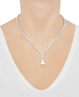 Arabella Cubic Zirconia Pear & Round 18" Fancy Pendant Necklace in Sterling Silver