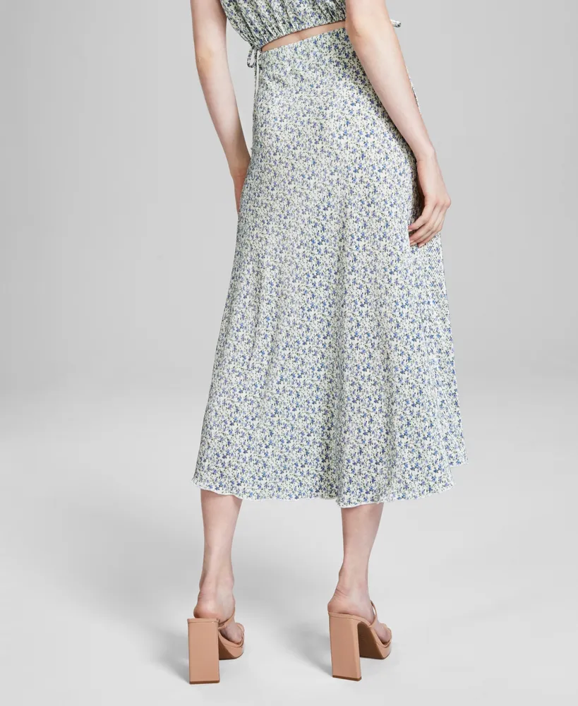 And Now This Women's Floral Print Plisse Midi Skirt, Created for Macy's