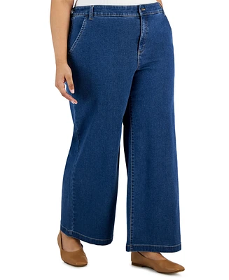 Style & Co Plus Wide-Leg High-Rise Jeans