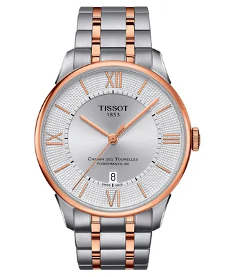 Tissot Men's Swiss Automatic Chemin des Tourelles Powermatic 80 Two-Tone Stainless Steel Bracelet Watch 42mm