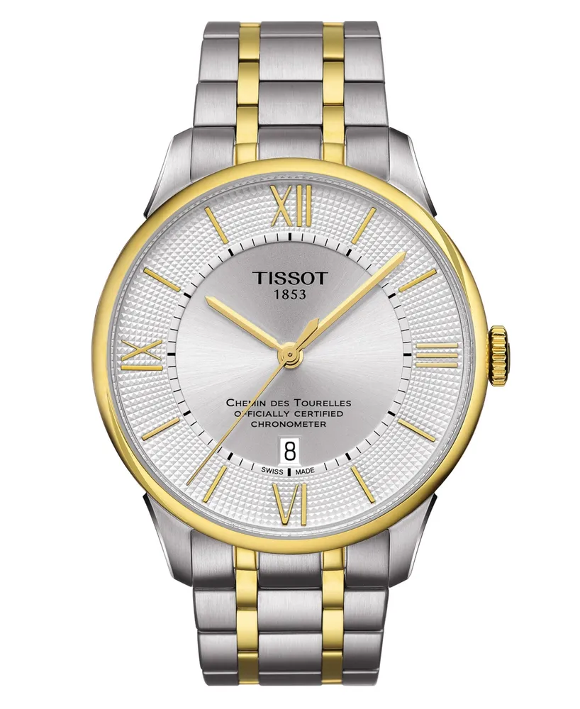 Tissot Men's Swiss Automatic Chemin des Tourelles Powermatic 80 Cosc Two-Tone Stainless Steel Bracelet Watch 42mm