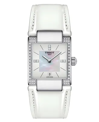 Tissot Women's Swiss T02 Diamond (1/6 ct. t.w.) White Leather Strap Watch 23mm