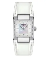 Tissot Women's Swiss T02 Diamond (1/6 ct. t.w.) White Leather Strap Watch 23mm