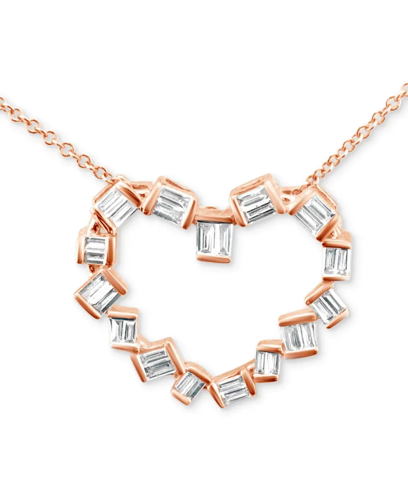 Le Vian Vanilla Diamond Baguette Open Heart 18" Pendant Necklace (1/2 ct. t.w.) in 14k Rose Gold