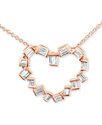 Le Vian Vanilla Diamond Baguette Open Heart 18" Pendant Necklace (1/2 ct. t.w.) in 14k Rose Gold
